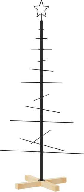 vidaXL Weihnachtsbaum aus Metall mit Holzständer, Schwarz, Höhe: 120 cm - Bild 1