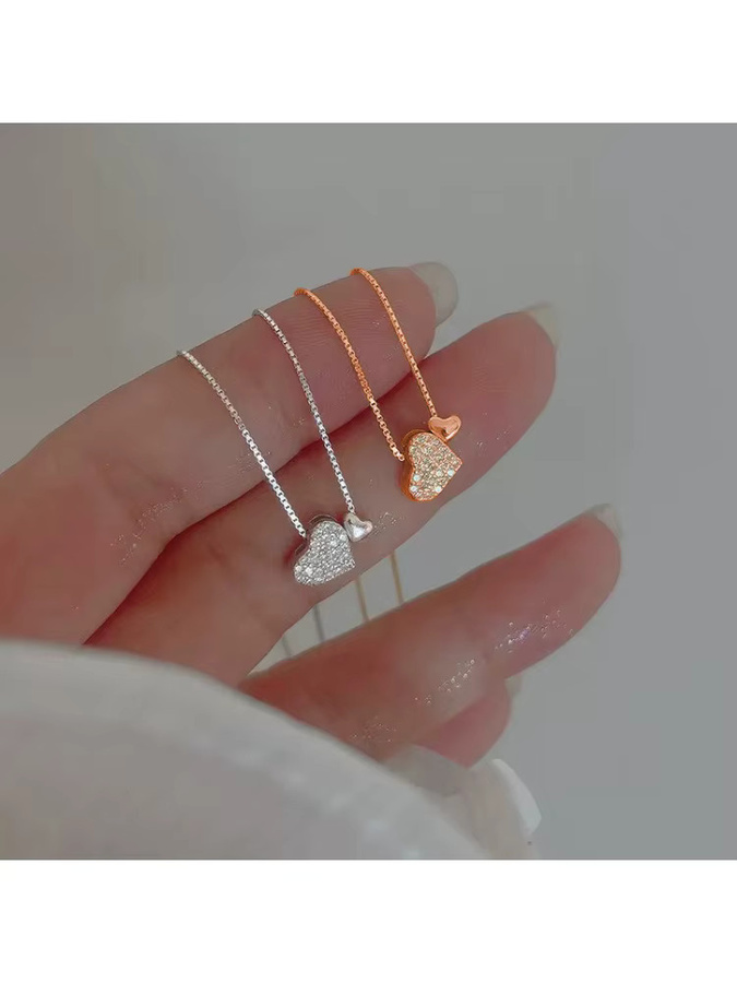 ZHIXUN Halskette, herzförmiger Anhänger, Zirkonia, Roségold - Bild 3