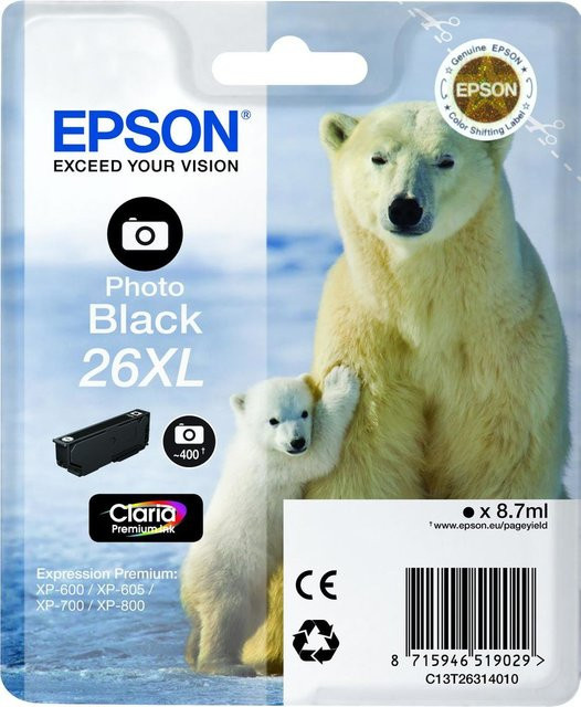 Epson 26XL Original Tintenpatrone Schwarz für Expression Photo XP-760 und XP-Premium Serie - Bild 1