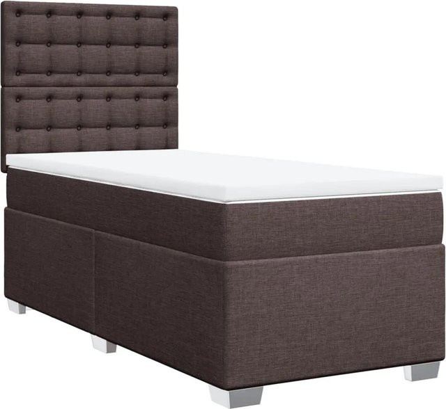 vidaXL Boxspringbett Hybrid mit Matratze und Taschenfederkern in Dunkelbraun und Weiß, B/T/H: 90 x 190 x 150,5 cm - Bild 1