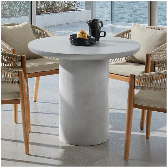 tectake Runder Gartentisch Talmi in Betongrau mit minimalistischem Design aus Magnesiumoxid, Durchmesser: 86,5 cm, Höhe: 75,5 cm - Bild 1