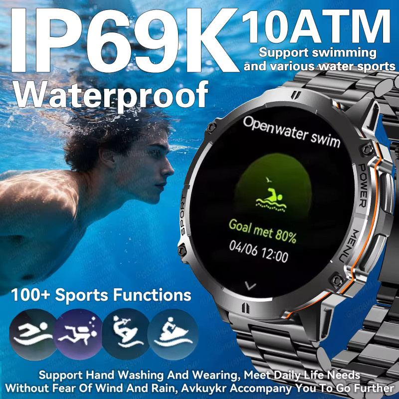 GUHUAVMI Smartwatch für Männer in Schwarz mit 1000 mAh Akku, GPS, Kompass, Bluetooth-Anruffunktion und 10ATM Wasserdichtigkeit - Bild 3