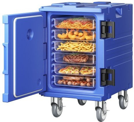 VEVOR Isolierter Speisenbehälter mit Rollen, 82 Qt Warmhaltebox für Catering in Blau - Bild 1