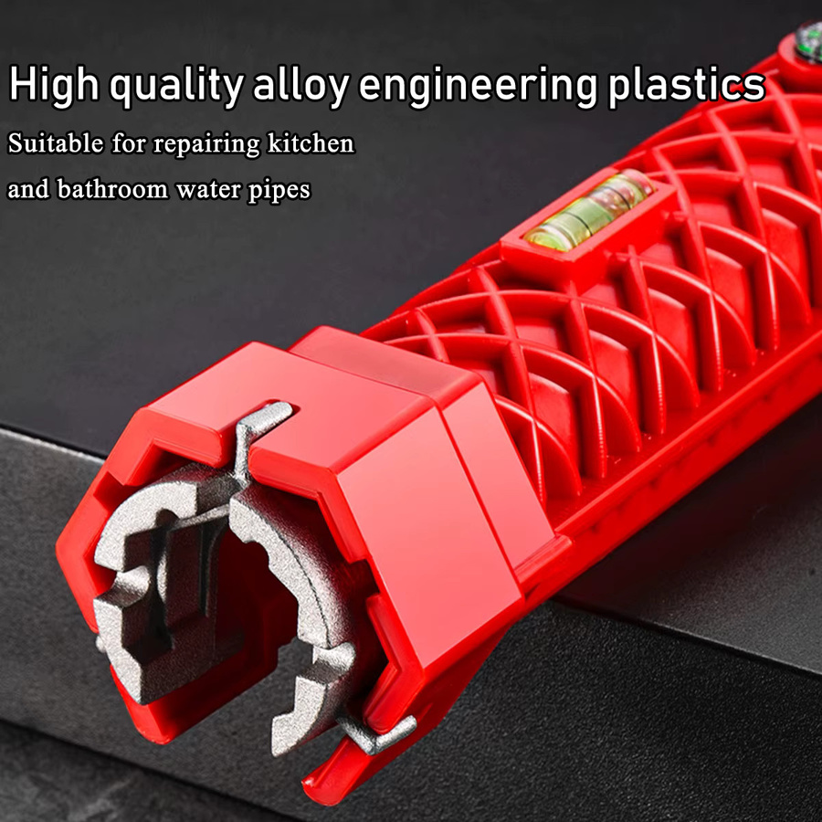 NIUXIANG 12-in-1 Multifunktions-Küchenarmatur-Schlüssel in Rot für die Reparatur von Abflusswannen-Muttern und Sanitärinstallationen in engen Räumen - Bild 3