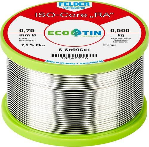 Felder ISO-Core RA Sn99Cu1 Lötzinn bleifrei Spule Silber 0,5 kg 0,75 mm - Bild 1