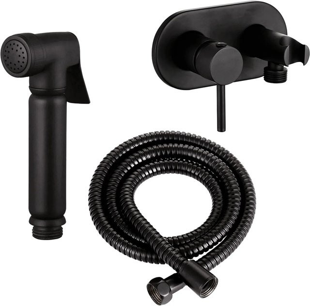 Stilform Design WC/Bidet Handbrause Komplettset mit Unterputz Einhebelmischer in Schwarz Matt - Bild 1