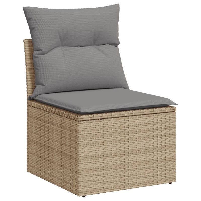 Vidaxl 7-teiliges Gartenmöbel-Set mit Kissen in Beige aus Rattan und Holz - Bild 3