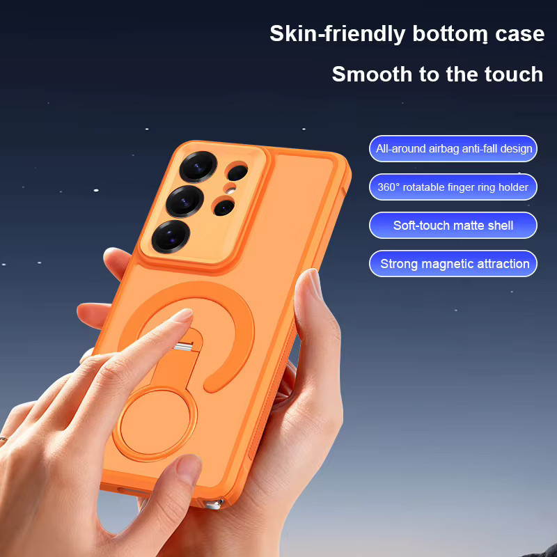 Magnetische Handyhülle für Samsung Galaxy S26 S24 S23 Ultra Plus FE mit MagSafe und Anti-Sturz-Schutz, Orange - Bild 5