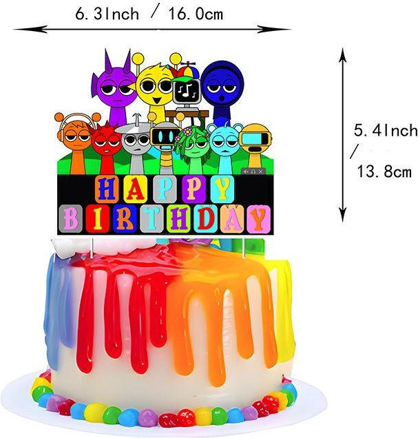 Molia Rhythm Box Sprunki Geburtstag Dekoration für Kinder mit Big Cake Insert aus Papier in Mehrfarbig - Bild 1