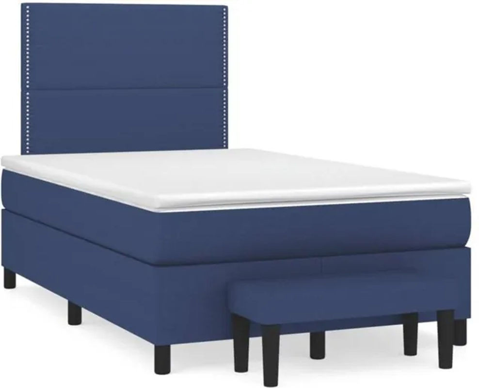 vidaxl Boxspringbett mit Matratze in Blau aus Stoff und Kiefer, B/T/H: 190 x 120 x 118 cm - Bild 1
