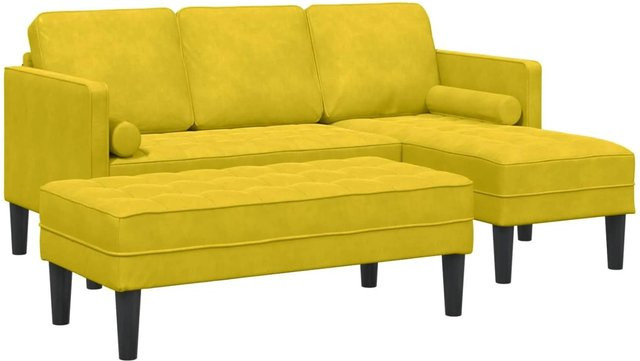 vidaXL Sofa Set 2-teilig L-Form in Gelb mit Kissen aus Polyester und Samtstoff für dein Wohnzimmer - Bild 1