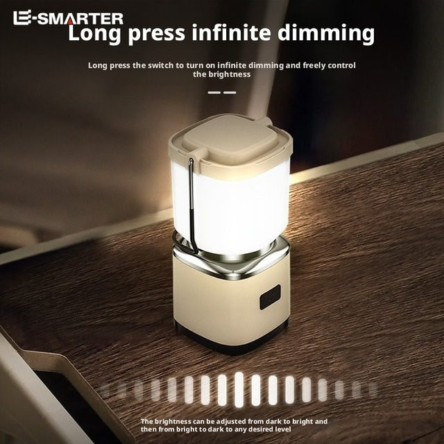 ESMARTER Tragbare Mini Camping Laterne Wiederaufladbar in Beige und Weiß für Outdoor und Zelt - Bild 1