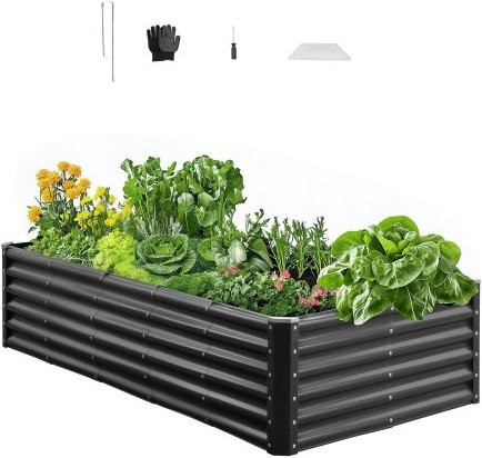 VEVOR Hochbeet aus verzinktem Metall in Dunkelgrau, großes Pflanzgefäß für Gemüse, Blumen und Kräuter, B/T/H: 180 x 90 x 40 cm - Bild 1