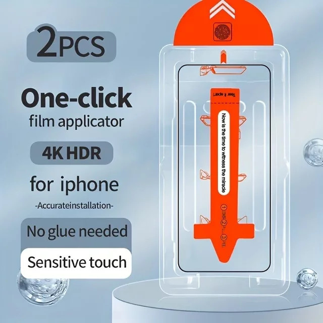 ONEVAN 2er Pack Displayschutzfolie aus gehärtetem Glas für iPhone 16 15 14 13 12 Pro Max, transparent, kratzfest mit One-Click-Applikator - Bild 1
