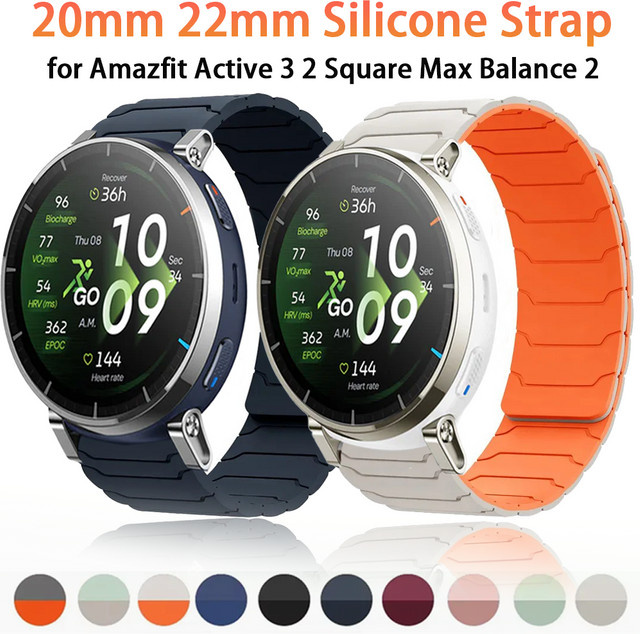 Amazfit Uhrenarmband Silikon, Magnetisch, Schwarz, 20mm 22mm - Bild 1