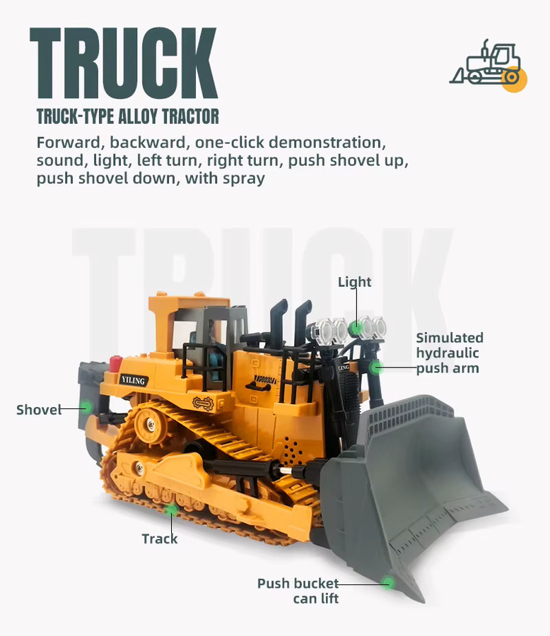 CONUSEA Bulldozer, RC Traktor, Metall, Gelb - Bild 4
