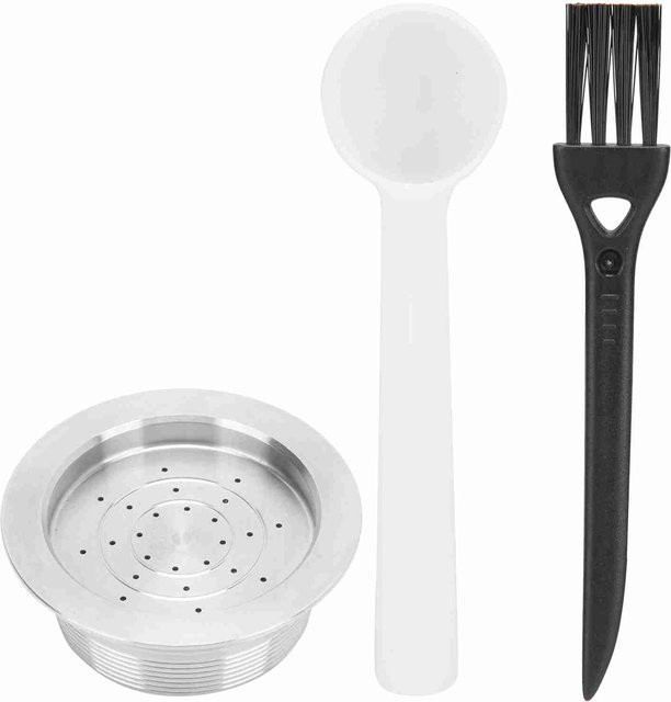 CosyHome Kaffeekapsel Löffel und Bürsten Set für LAVAZZA MIO Kaffeemaschinen, wiederverwendbar, Edelstahl, Weiß - Bild 1