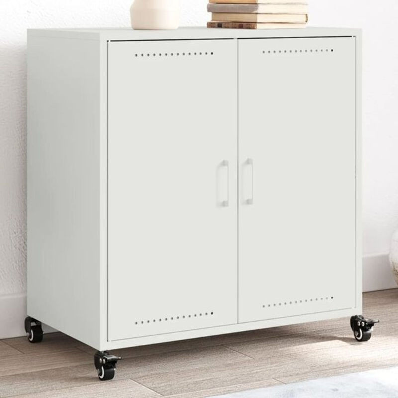 Minimalistisches Sideboard Vidaxl aus Stahl in Weiß, B/T/H: 68 x 39 x 72 cm - Bild 1