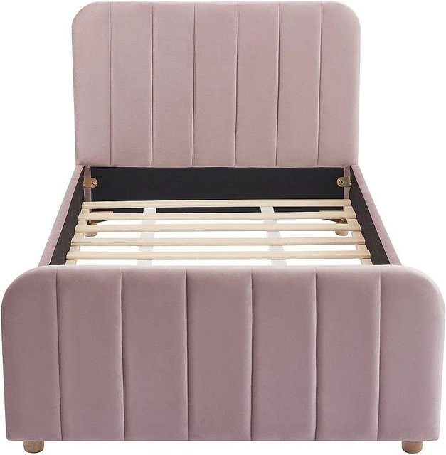 Vente-unique Bettrahmen Rogadi Polsterbett aus Samt in Rosa, Breite: 90 cm, Länge: 190/200 cm - Bild 1