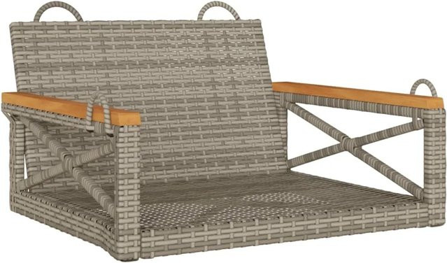 vidaXL Hängesessel Grau aus PE-Rattan mit Metallrahmen, B/T/H: 63 x 62 x 40 cm - Bild 1