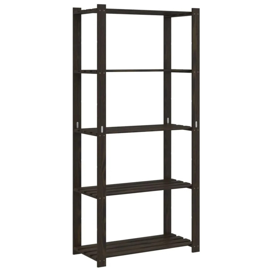 vidaXL Lagerregal aus Kiefer Massivholz mit 5 Böden Schwarz B/T/H: 80 x 38 x 170 cm - Bild 2