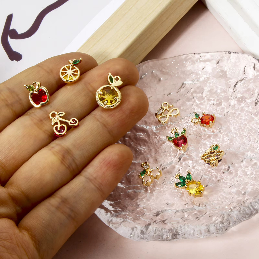 DoreenBeads Charms Messing, 18 Karat Gold vergoldet, Obst, Kristall, Unisex - Bild 2