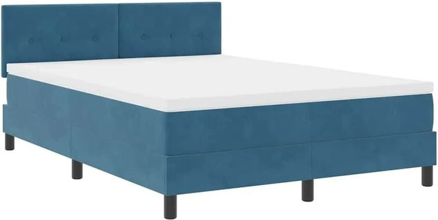 vidaXL LED Boxspringbett mit Matratze aus Samt in Dunkelblau, B/T/H: 160 x 200 x 280 cm - Bild 1