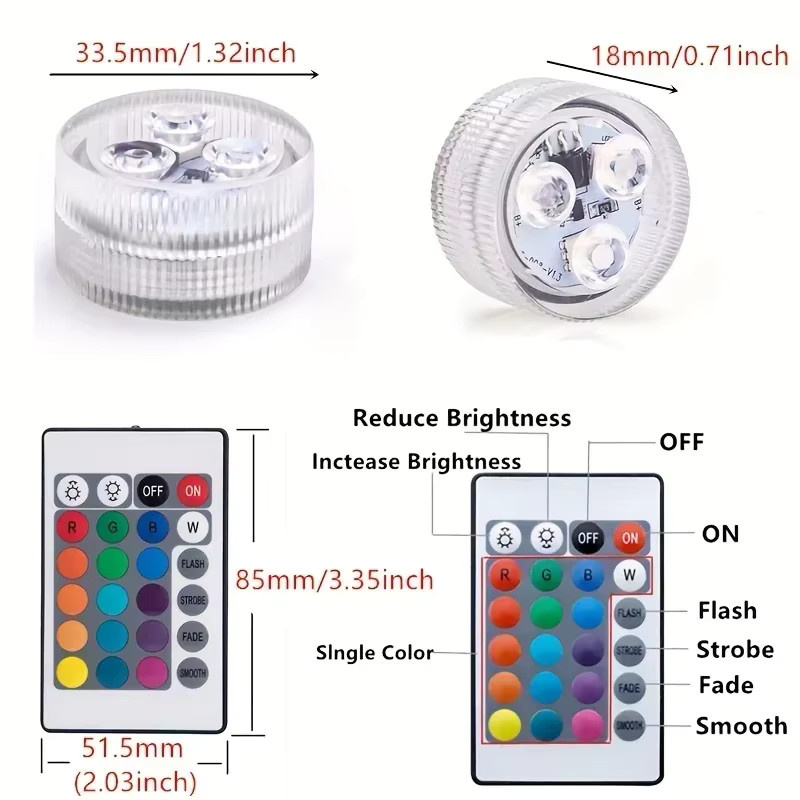 KDULIT LED Unterwasserleuchten mit Farbwechsel und Fernbedienung, RGB Schwimmbad-Nachtlicht für Pool und Garten, Multicolor, Transparent - Bild 3
