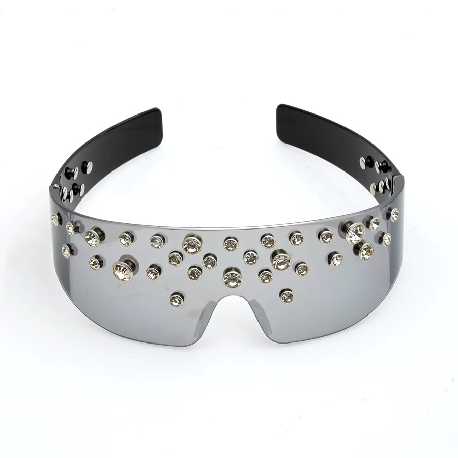 Monique Orenda Sonnenbrille, Übergroß, Strass-Nieten, grau, Unisex - Bild 2