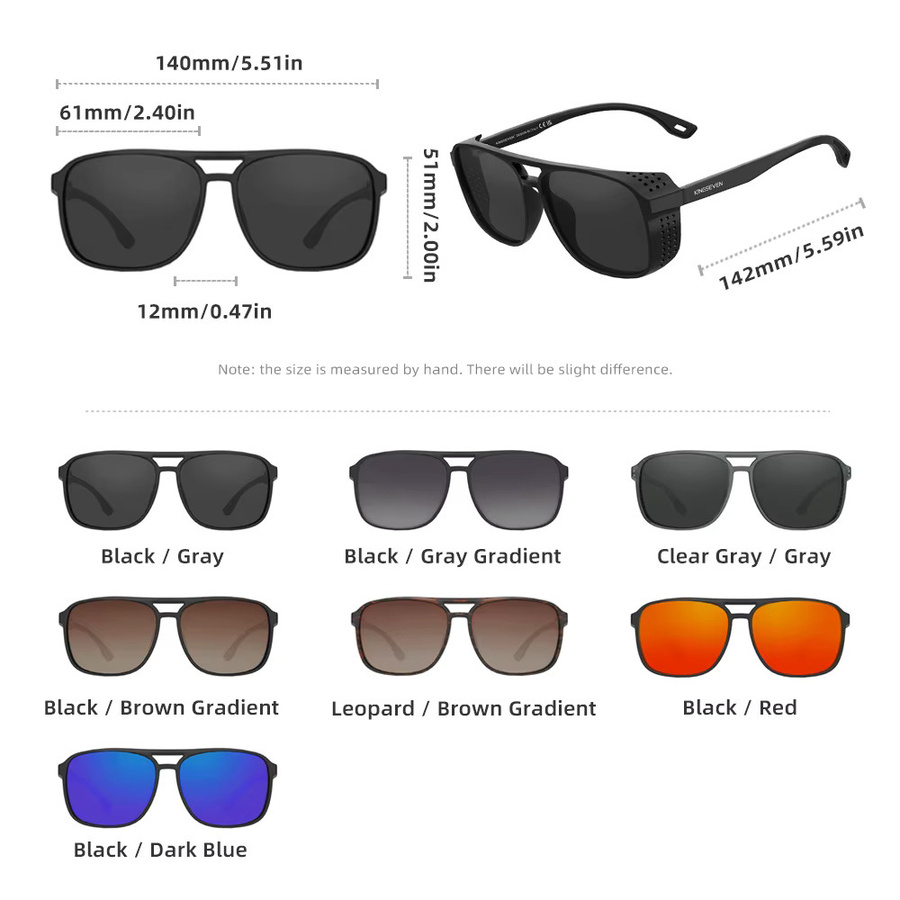 KINGSEVEN Sonnenbrille, Square, Vollrand, TR90, Schwarz, Unisex, polarisiert - Bild 2