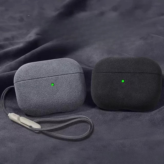 Minimalistische Luxus-Kunstleder Schutzhülle für AirPods Pro 2, AirPods 4 und AirPods 3 in Grau mit Wireless Charging Unterstützung - Bild 1