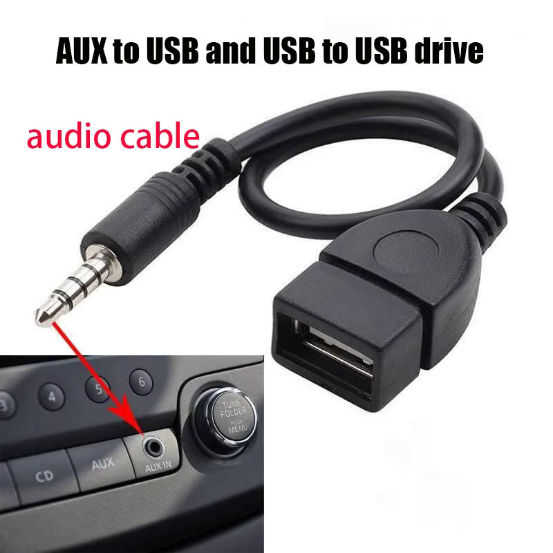 YuXi Auto MP3 Player Konverter mit 3,5 mm Klinkenstecker auf USB 2.0 Buchse, Schwarz - Bild 4