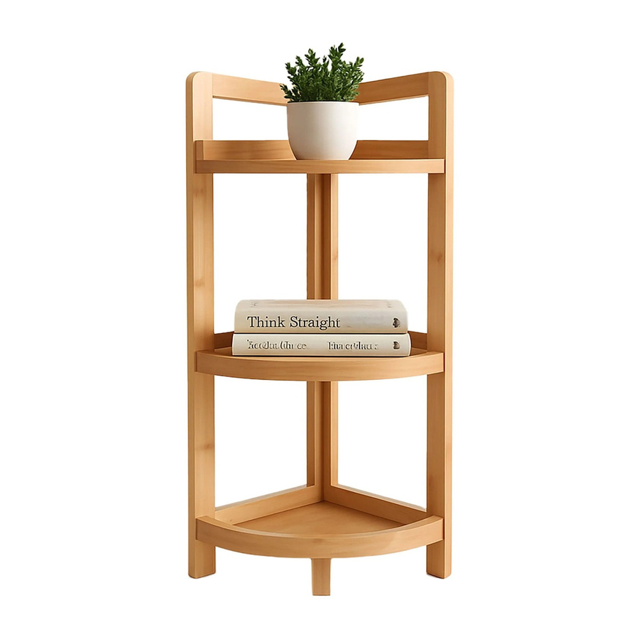 Relaxdays Eckregal aus Bambus in Natur mit 3 Ablagen, H x B x T: 77 x 23 x 23 cm - Bild 2