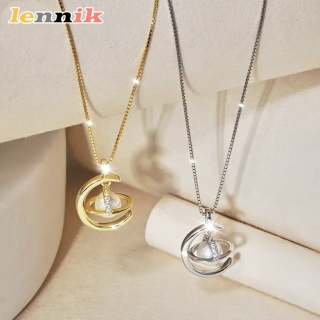 LENNIK Halskette 925 Silber, Perle, Damen - Bild 1