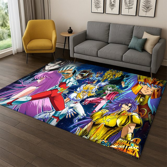 Livrane Retro Saint Seiya Anime Teppich, rutschfeste Bodenmatte für Kinderzimmer, Schlafzimmer und Wohnzimmer, mehrfarbig - Bild 1