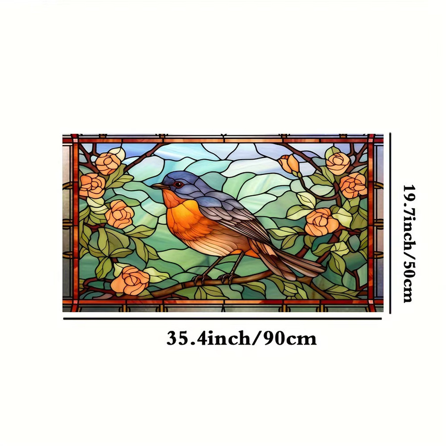 Sichtschutzfolie mit floralem Art Nouveau Design für Fenster, elektrostatische Aufkleber in Mehrfarbig, einfache Anwendung ohne Kleber für Glas - Bild 2