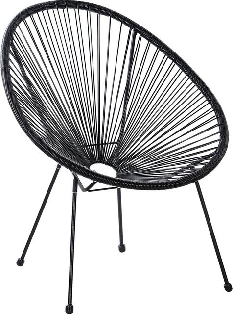 Beliani Cocktailsessel in Schwarz im Boho-Design aus Rattan und Metall, B/T/H: 90 x 70 x 87 cm - Bild 1