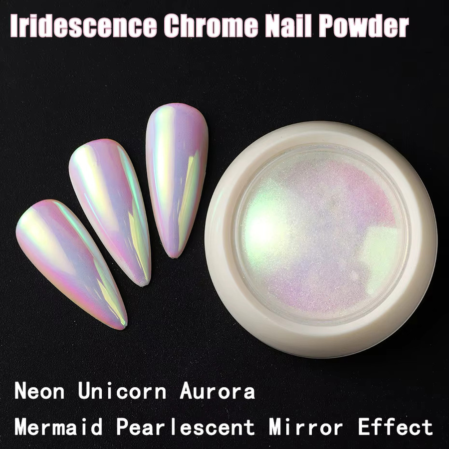 Full Beauty Einhorn Chrom Nagel Pulver, Neon Aurora Spiegel Effekt - Bild 3