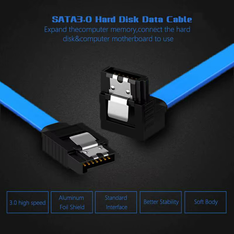 Urgrico SATA III Kabel Set 5 Stück in Blau mit 90 Grad Winkel für SSD und HDD Anschlüsse - Bild 3