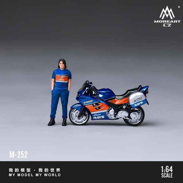 Moreart Motorrad Harzmodell, Blau, mit Figurenset, ab 14 Jahren - Bild 1