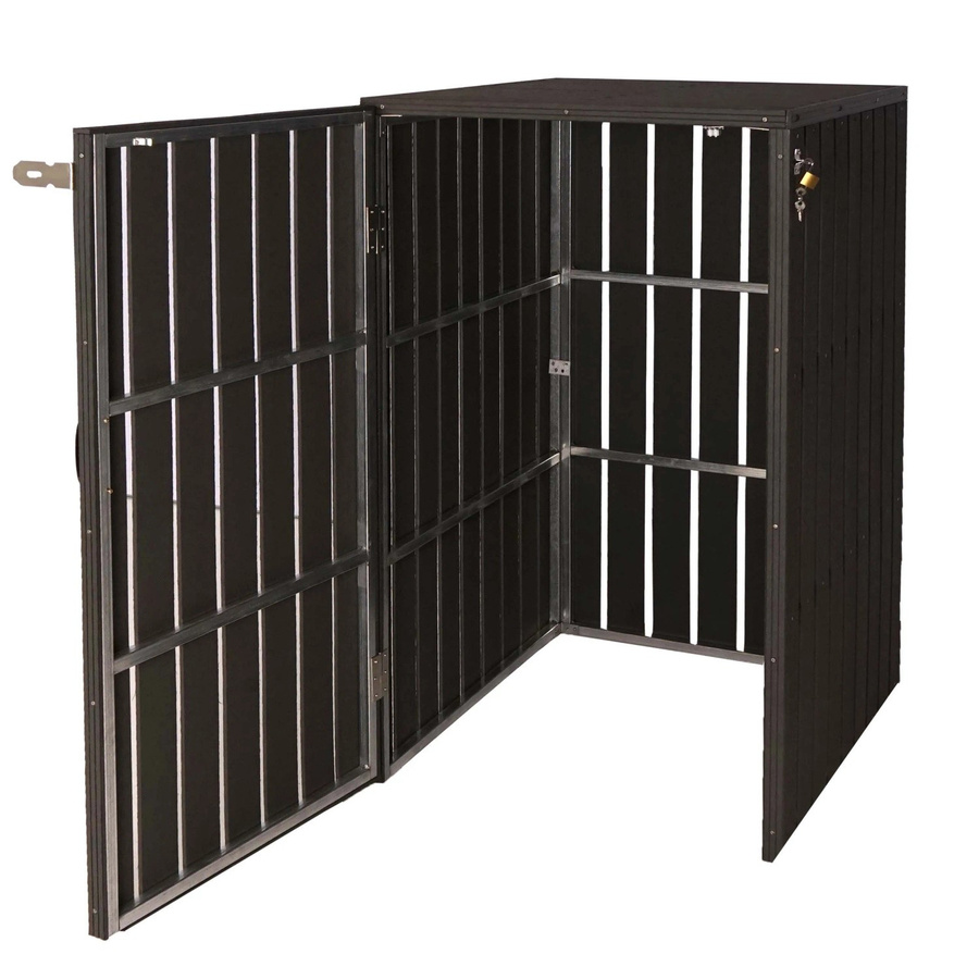MCW WPC-Mülltonnenverkleidung J28 Mülltonnenbox in Anthrazit Holzoptik B/T/H: 115 x 77 x 97 cm - Bild 2