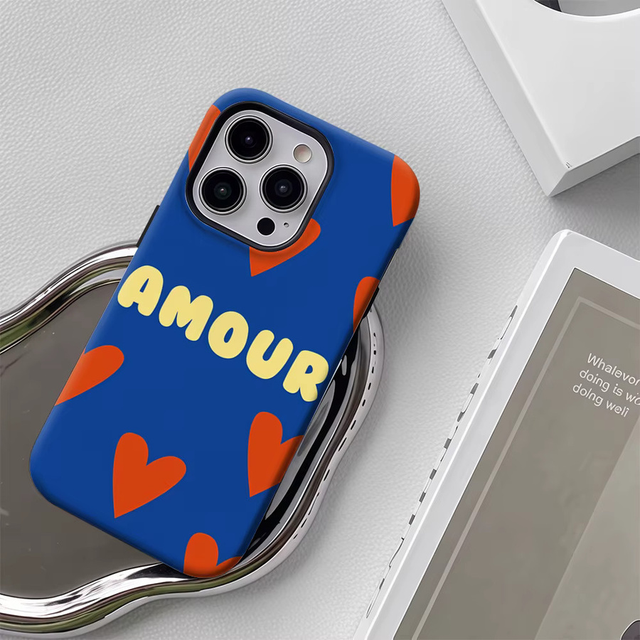 Handyhülle Amour mit roten Herzen für Apple iPhone 17 16 15 14 13 12 Pro Max Plus mit doppelschichtiger Rückseite - Bild 4
