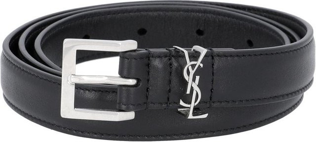 Saint Laurent Gürtel, Silberner Monogramm, Schwarz, Damen - Bild 1