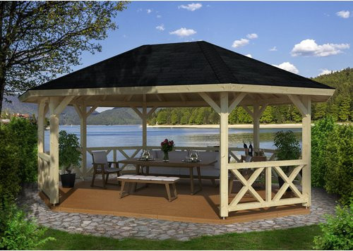 PALMAKO Pavillon Betty Walmdach achteckig in Braun B/H/T: 615 x 362 x 467 cm - Bild 1