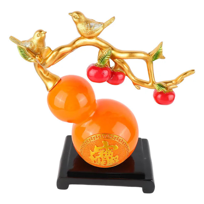 GoolRC Feng-Shui Kürbis-Statue aus Kunstharz in Orange als dekorativer Glücksbringer für dein Büro oder deinen Schreibtisch - Bild 2