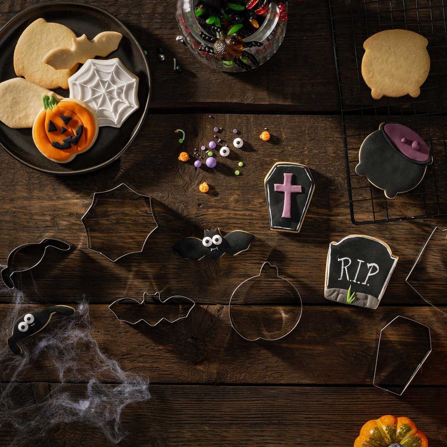 Zenker Happy Halloween Ausstecher-Set für Kekse, 7-teilig, Silber aus Edelstahl - Bild 1