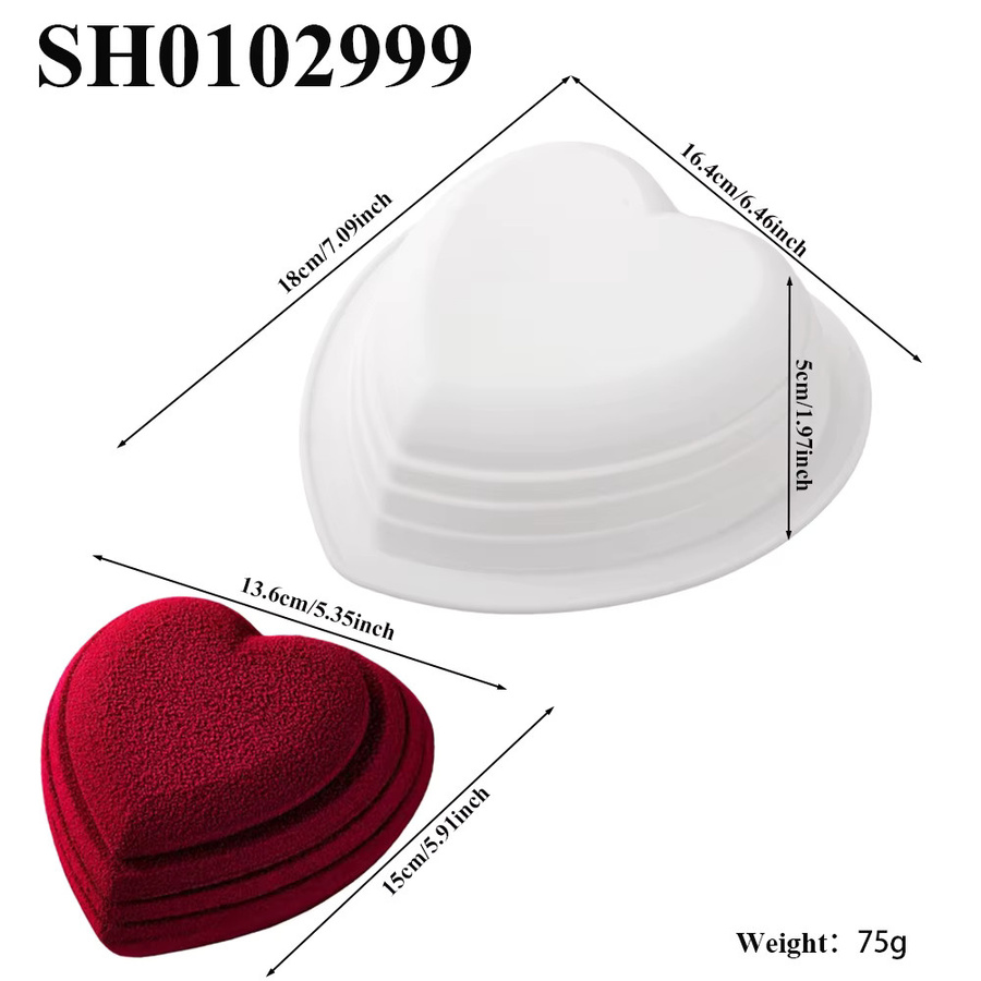 Herzförmige Silikon-Kuchenform für Schokolade und Mousse, weiß, einzelzellige Backform für Desserts - Bild 3