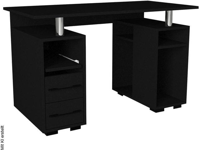 Schreibtisch Bello modern in Schwarz B/T/H: 120 x 60 x 74 cm - Bild 1