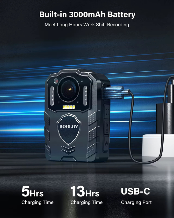Boblov KJ25 Action Kamera mit 1080p Full HD, 3000mAh Akku für bis zu 13h Aufnahme, Nachtsicht und Schwarz - Bild 4