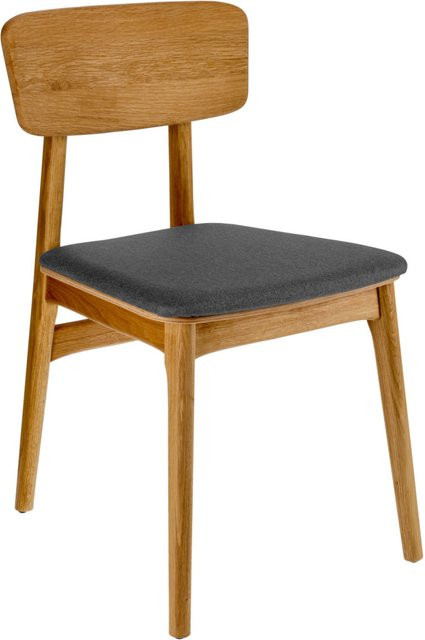 VEGA Stuhl Yorin im skandinavischen Design aus Stoff, Sitzfarbe Anthrazit, Gestell braun, B/T/H: 47 x 55 x 82 cm, 2er Pack - Bild 1